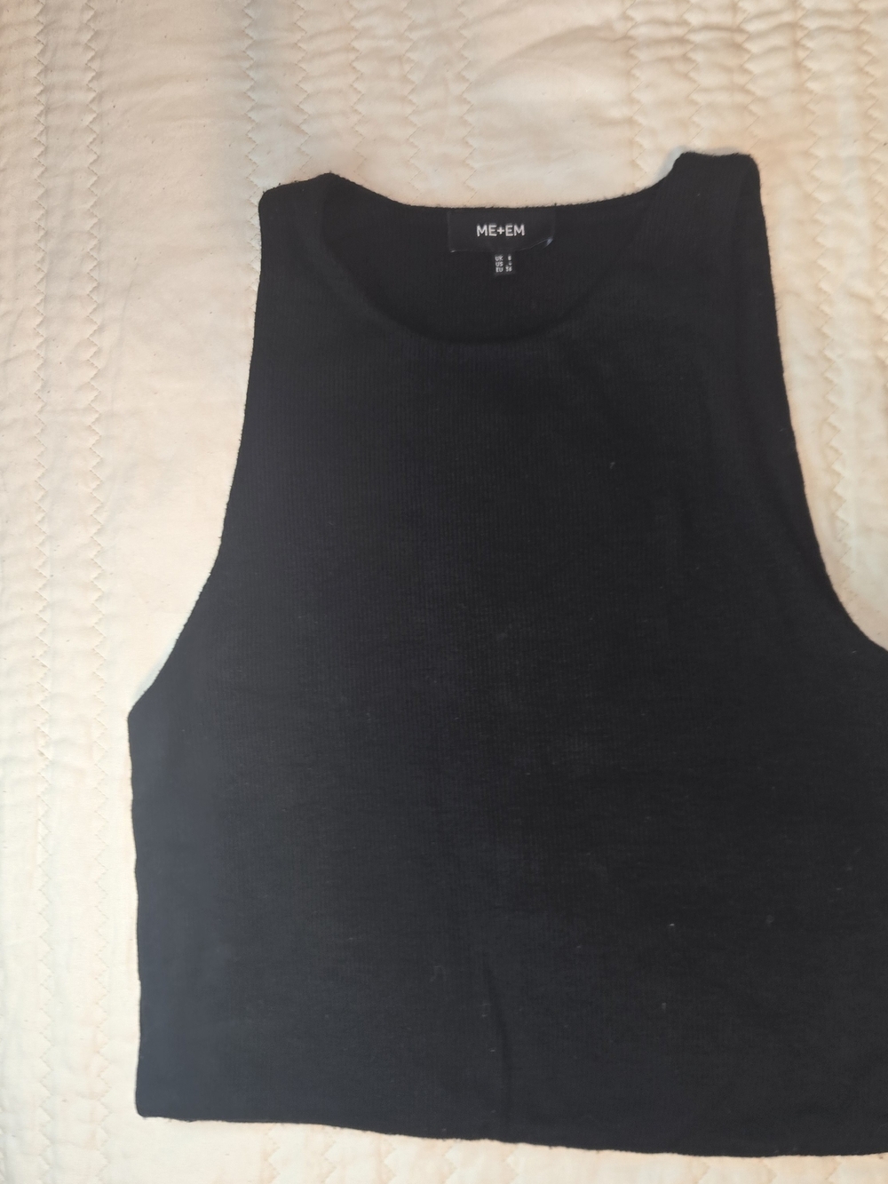 ME+EM Black Ribbed Cropped Tank Top